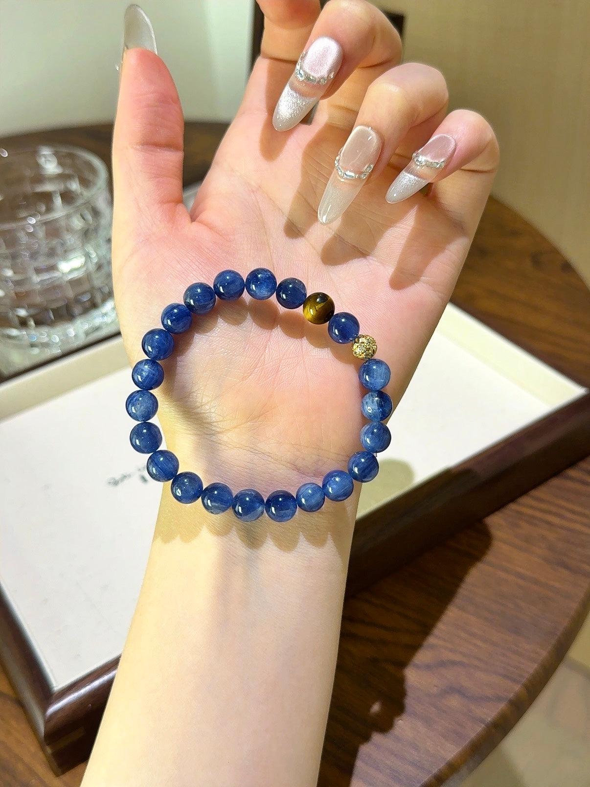 ▫️▪️ Aquamarine yellow tiger's eye bracelet